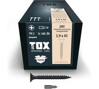 TOX Vis pour construction rapide DRY FG 3,9 x 45 mm, avec chargeur pour montage rapide avec visseuse à chargeur, filetage fin, plaque de plâtre sur ossature métallique, 1000pcs, 142453253945