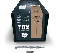 TOX Vis TERAS 5,0 x 70 mm, vis avec tête décorative pour un aspect de surface esthétique, résistantes aux intempéries grâce à l'acier inoxydable C1, TX25, 200pcs, 1x embout inclus, 113165415070