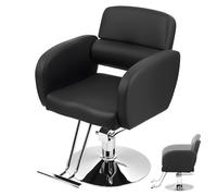 toxaaiwr Hydraulic Hair Salon Chair, 360-Degree Swivel Barber Styling Chair with Height Adjustable Pump, Heavy Duty Metal Base, Comfortable Memory Foam Seat for Beauty Spa Noir