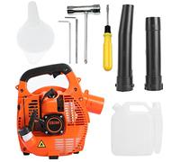 toxaaiwr Souffleur de feuilles à essence 26 cc à 2 temps avec bandoulière réglable, anti-vibration pour le nettoyage de la terrasse, l'entretien de la pelouse, les feuilles de jardin, orange, orange