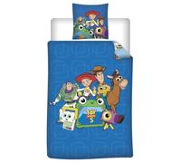 Toy Story 5 Parure de Lit pour Enfant - Housse de Couette 140x200 cm & Taie d'Oreiller 65x65 cm - Design Officiel Disney Pixar avec Woody, Buzz, Jessie & Bullseye (Pile-Poil) - Mélange Coton/Polyester