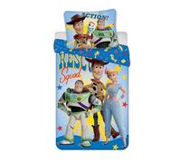 Toy Story Housse de Couette 140x200 + Taie 65x65 Coton Woody Buzz Bo Peep | Parure de lit réversible 1 personne | Coton naturel respirant Oeko-Tex | Disney Pixar Rescue Squad | 3-10 | Idée cadeau