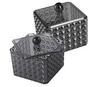 TOYANDONA 2 Pièces Boîte de Rangement Maquillage Transparent Acrylique Pot de Stockage Format avec Couvercle Organiseur Vanity pour Cotons et Accessoires Cosmétiques