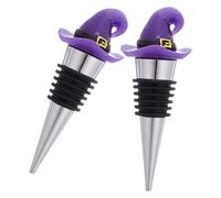 TOYANDONA 2 Pièces Bouchon de Vin Réutilisable Préserve la Fraîcheur et Scelle Hermétiquement de Chapeau de Sorcière en Alliage de Zinc et Résine pour Fêtes D'halloween