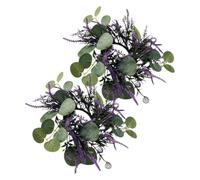 TOYANDONA 2 Pièces Couronne de Verdure Ronde en Plastique Vert Anneau Porte-Bougie, Décoration de Printemps pour Maison, Couronne de Bougies de Cercle pour Table
