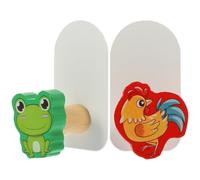 TOYANDONA 2 Pièces Crochets Muraux Multifonctions en Fer et Bois | Perçage, Usage Porte et Mur, Support Robuste pour Linge, Éponge de Bain, Lot Décoratif Garçon et Filles