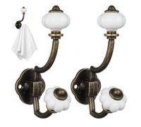 TOYANDONA 2 Pièces Patères Murales Rétro en Alliage de Zinc Double Crochet 5.12x3.94x1.57in pour Porte-manteaux et Porte-chapeaux Capacité de Charge Élevée Adaptées à L'entrée Cuisine