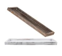 TOYANDONA 2 Pièces Plateau Décoratif en Bois Rectangulaire de Style Rustique pour Bougies, Multifonction et Organisateur, pour Table à Manger et Décorations D'ambiance Chaleureuse