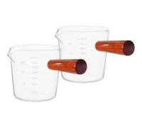 TOYANDONA 2 Pièces Tasse à Expresso en Verre 180ml Poignée Bois | Graduation Visible, Usage Café ou Lait, Format Domestique Compact, Service Précis pour Boissons Chaudes