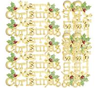 TOYANDONA 20 Pièces Panneau Joyeux Noël Pendentif de Noël en Plastique Or Décoration Suspendue Design Lettres Merry Christmas et Restaurant