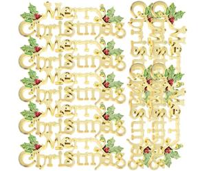 TOYANDONA 20 Pièces Panneau Joyeux Noël Pendentif de Noël en Plastique Or Décoration Suspendue Design Lettres Merry Christmas et Restaurant