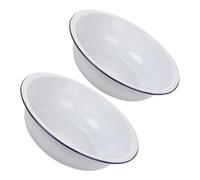 TOYANDONA 2pièces Bassine Émaillée Vintage Blanc Pur Bol Gigogne Grande Capacité Multiusage Cuisine et Lavage