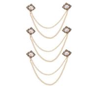 TOYANDONA 3 Pièces Broche Vintage en Alliage de Zinc avec Chaîne de Costume pour Hommes, Pearl Brooch Élégante pour Col de Chemise, pour Réunions D'affaires et Occasions Formelles