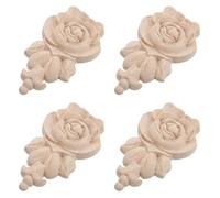 TOYANDONA 4 Pièces Appliques Murales en Bois Sculpté Beige Vintage Décoratif pour Portes et Armoires, Précision Artisanale Élégante, Décoration Classique pour Intérieur