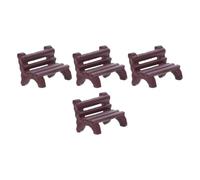 TOYANDONA 4 Pièces Petit Banc de Parc Miniature Marron en Abs pour Scène de Jardin Miniature, Chaise D'extérieur Polyvalente pour Bureaux et Espaces de Travail