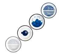 TOYANDONA 4 Pièces Porte-sauce en Céramique Bleue, Léger, Compact | Motif Créatif Simple, Structure Robuste et Pratique, Récipient Artisanal pour Sauces et Trempettes Style Aléatoire