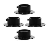 TOYANDONA 4 Pièces Supports de Poteau de Tringle en Acier Inoxydable 32mm | Flasque Ronde à Base Prépercée, Finition Brossée Noire, pour Rail Barre de Rideau