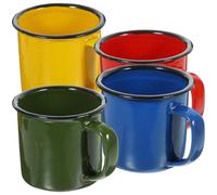 TOYANDONA 4 Pièces Tasse Émaillée Rétro Épaissie, Gobelet à Eau Coloré | Style Classique Simple, Prise en Main Confortable, Anti-brûlure, Usage Solide, pour Lait, Jus et Fête