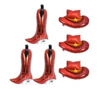 TOYANDONA 6 Pièces Ballons en Aluminium Forme Chapeau de Cowboy et Bottes Marron, Décoration Polyvalente pour Fêtes Western et Enterrements de Vie de Jeune Fille