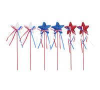 TOYANDONA 6 Pièces Bâtonnets de Ruban Féeriques Étoiles pour Fête de L'indépendance 4 Juillet, Design Unique en Bois et Écume, Portable Décorations Patriotiques