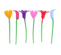 TOYANDONA 6 Pièces Marqueurs de Verre Silicone Forme de Fleur Accessoires Vin Colorés pour Mariage et Fêtes Identificateurs Pratiques pour Verres à Pied Couleur Aléatoire
