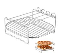 TOYANDONA Accessoires pour friteuse à air Chaud Grille de Cuisson en Acier Inoxydable 18X7 CM à Double Couche 4 brochettes Support Barbecue Cuisine et rôtissoire