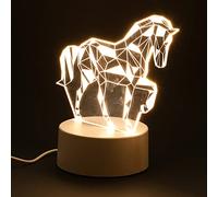 TOYANDONA Animal Nuit Lumière 3D Cheval Illusion Lampe USB Alimenté LED Signes Décoration pour Chambre Salon Bureau Lampe de Bureau Acrylique