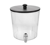 TOYANDONA Bassine porte-lessive avec robinet, distributeur de liquide | Bac de rangement rond anti-déversement pour savon, plateau de rangement pour détergent avec couvercle en bois, accessoires