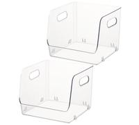 TOYANDONA Boîte de Bureau Transparente Rangement Compact en Pet 2pcs, Organisateur Multifonction Facile à Nettoyer pour Bureau et Comptoir pour Livres et Cosmétiques