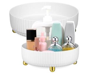 TOYANDONA Boîte de Rangement Cosmétique Rotative pour Soins Peau, Grosse Capacité, Matériau PP, Lot de 2, pour Coiffeuse ou Rangement de Condiments
