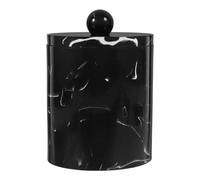 TOYANDONA Boîte Marbre Style Européen de Cotons à Maquillage en Résine | Couvercle Intégré, Usage Maison et Cosmétique, pour Écouvillons et Cure-dents, Noir
