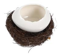 TOYANDONA Bol à Dessert avec Décoration en Rotin en Céramique Blanc de Coquille D'œuf Design Moderne et Simple, pour Décoration de Bureaux et Hôtels