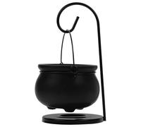 TOYANDONA Brûleur à Huile Suspendu à Chaudron en Céramique et Fer Noir, Chauffe-Cire Domestique Portable et Léger, pour Noël et Décoration Parfumée Maison