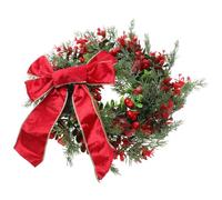 TOYANDONA Couronne de Noël Classique Décoration de Guirlande Suspendue Nœud, Rouge, Plastique et Polyester, Ornement de Fête Léger pour Bars et Cour Extérieure