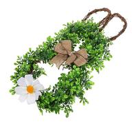 TOYANDONA Couronne de Pâques Artificielle de Lapin Vert Tissu et PVC, Décoration Festive Solide pour Porte D'entrée Saison de Printemps