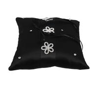 TOYANDONA Coussin D'alliances en Tissu Noir Dentelle Vintage Élégant, Porte-bagues Sécurisé pour Cérémonie de Mariage et Fiançailles, Accessoire Décoratif Classique