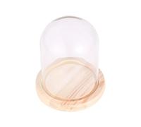 TOYANDONA Couverture Dôme Fleuri en Verre Transparent Base en Bois Antidérapante, Protection DIY pour Micro Paysage et Décoration Éternelle sous Cloche