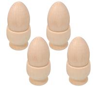 TOYANDONA Ensemble de 4 Supports à Œufs en Bois Brut pour Décoration Rustique, de Décoration D'œufs DIY, pour Pâques et Anniversaires