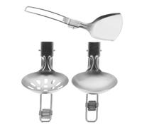 TOYANDONA Ensemble D'ustensiles en Acier Inoxydable 304 de Camping 3 Pièces | Léger et Compact, Spatule Multifonction, Finition Protectrice, pour Voyage, Barbecue, Argenté