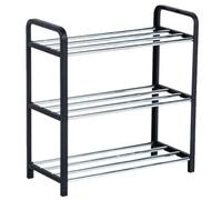 TOYANDONA Étagère à Chaussures Noire en Acier et PP à Trois Niveaux Stable et Multi-Usage, Rangement Pratique Maison Dressing