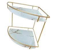 TOYANDONA Étagère de Rangement d'angle Triangulaire Forte Capacité de Charge pour Salle de Bain Cuisine Résistante Déformation en Métal et Verre à Deux Niveaux pour Bureau ou Coin