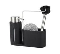 TOYANDONA Étagère de Rangement, Support Noir en Résine Acier Inoxydable | Kit Pratique pour Évier, Rangement Drainant pour Éponge, Brosse, Bouteille et Paille de Fer