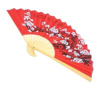 TOYANDONA Éventail Pliant Géant Rouge en Papier et Bois, Décoration Murale | Format 0,5x0,9m, Motif Fleur Vintage, Crochet, pour Arrière-plans Photo et Mariages