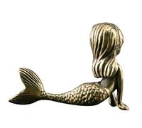 TOYANDONA Figurine de Sirène en Laiton Vintage Décorative pour Bureau et Étagère, Ornement Rétro pour Décoration de Table et Souvenir Unique