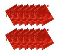 TOYANDONA Lot de 12 Pochettes de Rangement en Satin pour Extensions de Cheveux avec Cordon de Serrage, Paquet de Voyage 15X20 CM, Couleur Rouge Foncé, Protection Anti-Poussière, pour