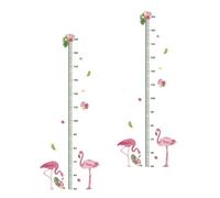 TOYANDONA Lot de 2 Autocollants Muraux Flamants Roses pour Garçon et Filles, Toise Mesure Hauteur en Pvc Résistant, Décor Chambre Bébé et Crèche, Sticker de Taille Amusant et Pratique