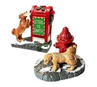 TOYANDONA Lot de 2 boîtes aux Lettres avec Le Père Noël et Une borne | Figurine de chien sur une borne d'incendie, mini-figurine de scène de rue festive, ajoute une touche de fantaisie à