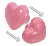 TOYANDONA Lot de 2 Boutons Céramique Meuble de Cœur Rose, Poignées Délicates pour Commode et Armoire, pour Sublimer L’ambiance de Votre Intérieur