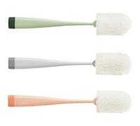 TOYANDONA Lot de 3 Brosses à Biberons à Long Manche, Nettoyeur de Bouteille en Plastique Poignée Ergonomique, Goupillon Cuisine en Fibre Résistante, Couleurs Vert, Orange et Gris,