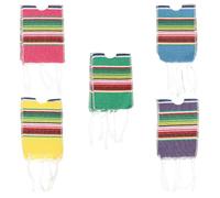TOYANDONA Lot de 5 Mini-serapes Mexicains en Coton à Rayures Arc-en-Ciel, Housses Poncho pour Bouteilles de Bière Multicolores Décoration Fête Cinco de Mayo